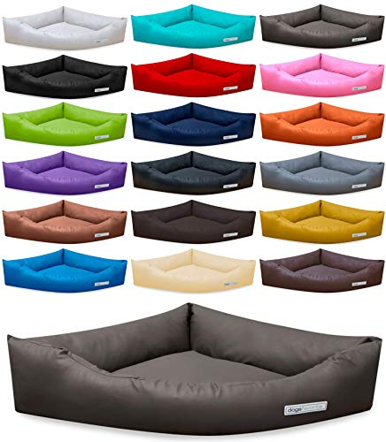 Hundebett Dogs Corner aus Kunstleder M 80 x 80cm Taupe Hundekissen Hundesofa Hundebetten