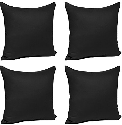 WOLTU® 4X Kissenbezug Kissenhülle Baumwolle mit Reissverschluss, 4er Set Sofakissen Dekokissen Kopfkissen Hülle Bezüge Bezug, 30x30 cm, Schwarz