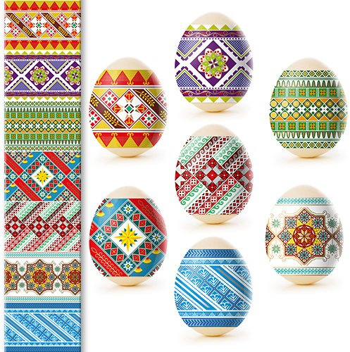 Lot of 2 * 7 Easter Egg Decoration Thermo Heat Shrink Sleeve Wraps Pysanka for 14 Easter Eggs
