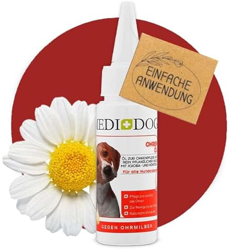 MEDIDOG Ohren-Öl – 50 ml – gegen Ohr-Milben & Jucken – Pflege für Hunde mit Jojobaöl – Ohrenpflege – Ohrenöl-Extrakt