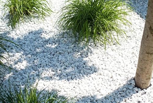Carrara 20 kg Sack 12-18 mm dekorativer natürlicher Reiner Marmor schneeweiße gräuliche Kieselsteine Kies/Splitts Landschaft Garten Haus