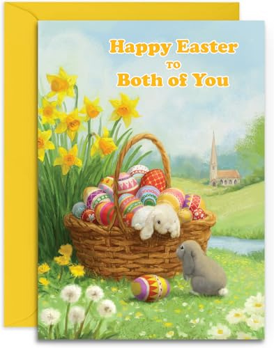 To Both Of You Easter Card - Hoppy Easter - Medium Sized Card (A5 Size -148mm x 210mm) with Envelope