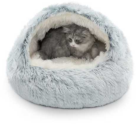 CATISM Cama Felpa para Gatos Perros, Cama para Mascotas Redonda Lavable, Fondo Antideslizante, Cama para Gatos Resistente Estrés，Adecuada para Gatos，Perros Pequeños