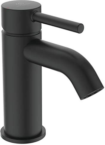 Ideal Standard BC268XG Ceraline Waschtischarmatur ohne Ablauf, Bad-Wasserhahn mit Auslauf, Mischbatterie Waschbecken, Wassersparend, Schwarz (Silk Black)