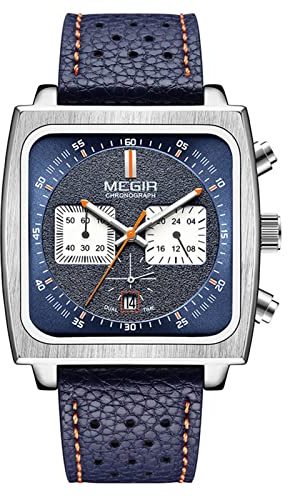 FORSINING Herren-Quarzuhr, Datum, Analoganzeige, Armbanduhr mit Echtlederarmbändern, quadratisches Zifferblatt, wasserdicht, Business-Uhren für Herren
