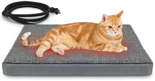 AUPETEK Heated Pet Beds for Indoor/Outdoor Cat & Dog Orthopedic Foam Warming Cat Beds Auto Temperature Control, Washable Cover with Waterproof Liner Thermo Kitty Electric Heating Bed