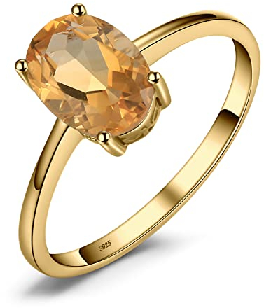 JewelryPalace Echt Edelstein Granat Citrin Peridot Blautopas Amethyst Ringe Gold, Verlobungsring Promise Solitär Ring Silber 925 Damen, Silberringe Damenring Antragsring Ringe, Damen Schmuck 51