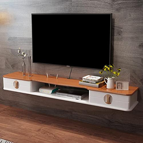 CENAP Schwebender TV-Schrank, wandmontierter TV-Schrank im Flip-Drawer-Design mit Drahtlöchern, geeignet für Projektor-Kabelbox-Spielekonsole/D / 150 cm