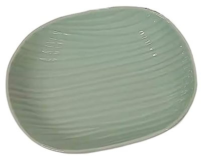 Dinner Plates Set Mint Green Dinner Plate Striped Ceramic Plate Oval Dinner Plate Appetizer Plate Fruit Snack Salad Plate Deep Plate Kitchen Salad Bowl