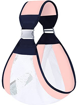 LAT Atmungsaktiv Baby Tragetuch, Verstellbare Koala Tragetuch, Multifunktionale Babytrage, 3D Netzstoff Babytrage für Neugeborene Kleinkinder bis 20KG (Rosa, A)