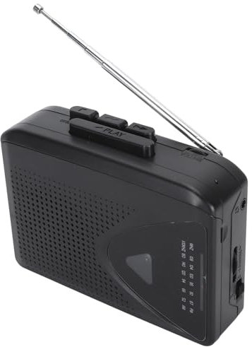 Tragbarer Kassettenspieler, Kassetten zu MP3 Konverter mit FM- und AM Radio, Kassettenrekorder mit 3,5 mm Kopfhöreranschluss (Black)