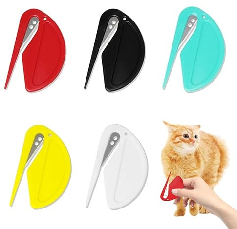 Cortador de Nudos pelo Gato,5 piezas,Abrecartas Cortador de Papel,Cortanudos Gato para Gatos y Perros,Peine para Quitar Nudos Pelo,Regalo Cortador Deslizante Navidad