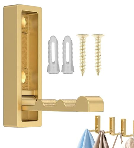 Ganci appendiabiti pieghevoli, ganci pieghevoli da parete - Appendiabiti da parete resistente con viti | Organizzatore di stoccaggio da 55 libbre, robusto supporto per gancio per biancheria pieghevole