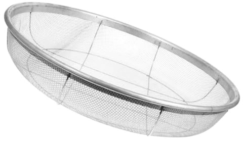 POPETPOP Iron Wire Mesh Soil Sieve 42cm Diameter 3mm Fine Mesh Screen Sifter for Gardening Sand Stones and Grain Filtering Handle