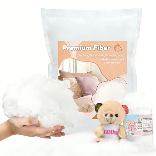 Defresit Imbottitura per giocattoli, 100% poliestere naturale e cotone, lavabile, colore bianco, imbottitura per giocattoli, divani, imbottitura in fibra cava di alta qualità (600 grammi)