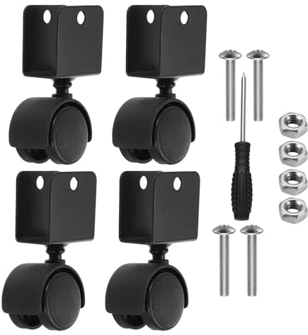 PATIKIL 1.5 Swivel Caster with 7/9 U Bracket, 4 Pack 360° Rotation Swivel No Noise Wheel Total Load Capacity 66 Lbs for Furniture Legs