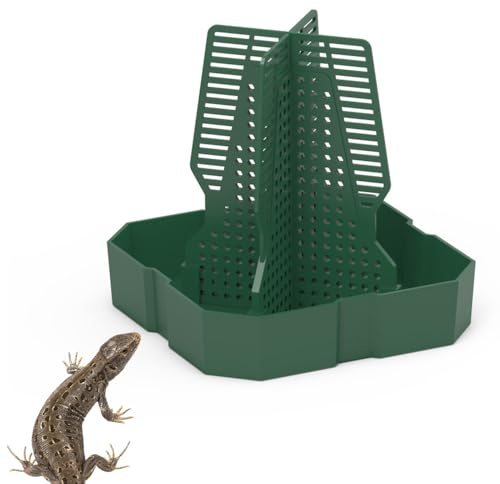 MiOYOOW Bearded Dragon Feeder, Reptile Feeder Box Anti-Escape Reptile Feeding Bowl for Lizard Gecko Bearded Dragon Frog Snakes