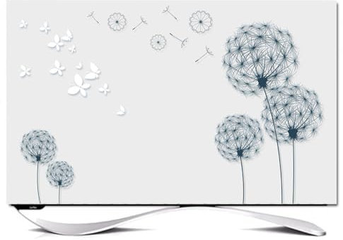 JANEMUA TV Protector Cover, Dandelion Pattern Dust/Sun Proof Cover,Universal for Desktop/Desktop Monitor/Wall Mount/Curved TV-B||49-52inch
