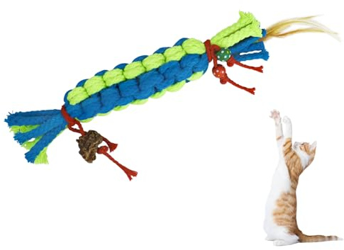 LuckyOpt Juguete para masticar para gatos, juguete de hierba gatera natural, juguete interactivo para gatos, juguete para dientes de gatito, juguete para masticar palitos para gatos, limpieza de