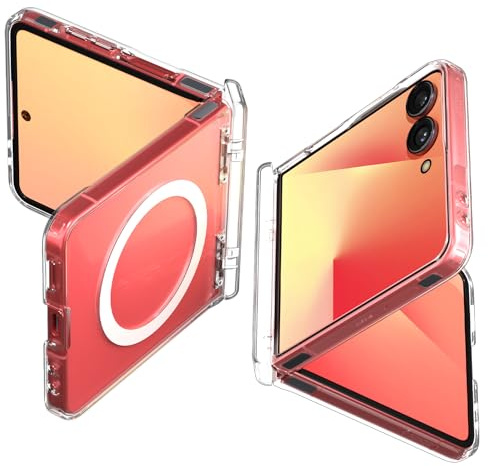 Spigen for Galaxy Z Flip 7 Case, Ultra Hybrid Pro MagFit [Hinge Protection] [Qi2.1 Certified/Magnet for Galaxy] - Clear White