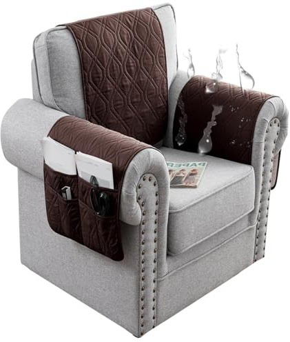 Funda de Reposa Cabezas Cubre Sofa para Reposabrazos Sillón Cubre 1 Plaza Orejero Relax y Reclinable de Sillas Protector para Perros Gatos 4 2 3 Plazas Impermeable Universal(1914,Sofa Armrest Cover 5