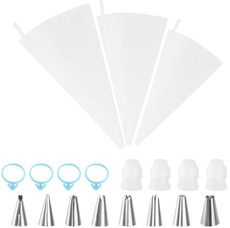 40/35/30cm Manga Pastelera Profesional, Manga Pastelera Reutilizable con 8 Boquillas de Acero Inoxidable, Mangas Pasteleras con 4 Adaptador, DIY Decoración de Pasteles Herramientas para Repostería