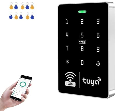 XYBkey Tastiera senza fili del controllo di accesso WiFi, sistema di controllo degli accessi indipendente impermeabile, lettore di schede EM, WG26/34, serratura della porta RFID retroilluminata