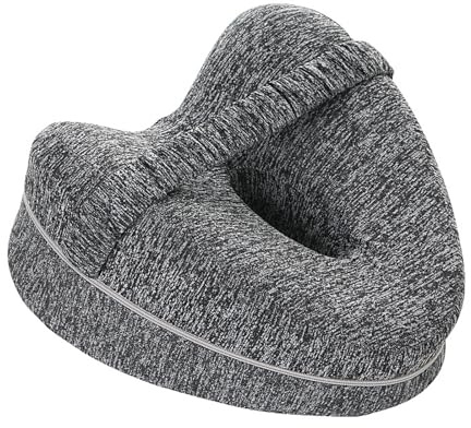 HRLORK Coussin de jambe en mousse à mémoire de forme avec sangles pour dormir sur le côté, oreiller de soutien des jambes, oreiller ergonomique lavable et amovible