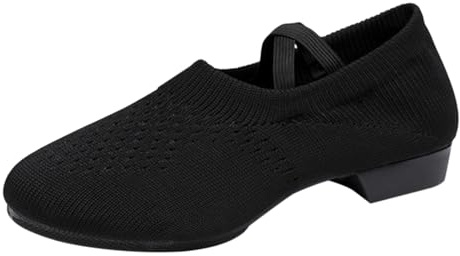Chaussures de danse latine jazz modernes pour femme - Performance d'enseignement fermé - Chaussures de danse de société - Ballerines à lanières - Uniforme - Pour le travail et la danse d'affaires