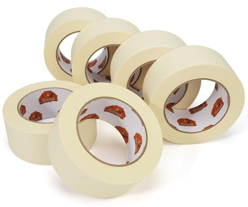 TAPEBEAR General Purpose Masking Tape 2 Inch x 60 Yards, Beige White Painters Tape for Painting, Labeling, DIY Arts Crafts, Home Office School Projects, 6 Rolls