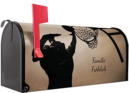 banjado® Amerikanischer Briefkasten - US Mailbox/Letterbox mit Motiv Tip In 51x22x17cm - Postkasten Stahl aus Amerika – Briefkasten amerikanisch schwarz pulverbeschichtet
