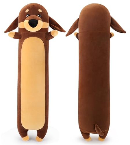 35.4 inch Large Plush Dachshund Dog Long Body Pillow Giant Plush Toy Stuffed Dog Stuffed Animal Soft Plushies Long Plushie Puppy Shaped Cuddly Toy Anime Hugging Pillow Cute Toy as Gift for Birthday