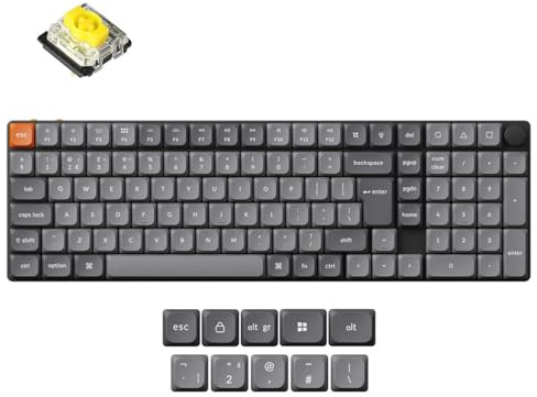 Keychron K17 Max Custom Mechanical Keyboard, Programmable Knob Ultra-Slim 96% Layout, Bluetooth/2.4 GHz/Wired with RGB Backlight Low-Profile Gateron Banana Switch for Mac Windows Linux - UK Layout