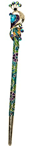 Blue Alloy Vintage Chinese Hair Stick Hair Bun Pin for Girls | Elegant Retro Bun Holder, Smooth Finish Helps Protect Strands, Chinese Hair Pins for Women and Hair Decorations for Women