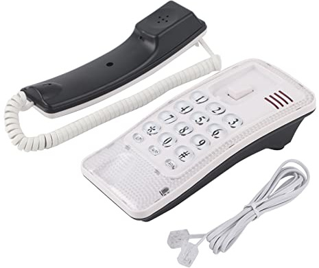 Ejoyous Peinture TÉLÉPHONE TÉLÉPHONE sans Fil Téléphone avec Fonction et Circuit Silencieux pour L'hôtel et Le Mur ou la Table des Ménages (White)