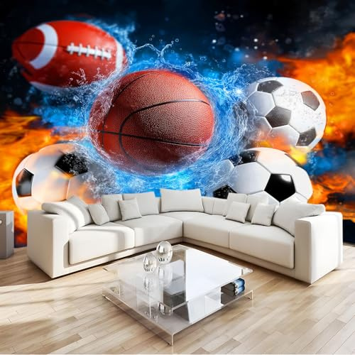 Générique Papier Peint Panoramique Style Graffiti Papier Peint Intissé 250 x 175 cm, pour Mur Salon Cuisine Bain Couloir Salle à Mange Sports Football Américain Basket-Ball Rugby