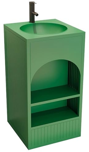 ZTGL Badmöbel Set Waschbecken mit Unterschrank Badezimmerschrank Waschplatz Waschtisch Freistehender Waschtischunterschrank Aufsatzwaschbecken Badezimmermöbel Gäste-WC Waschbeck D,Without Mirror