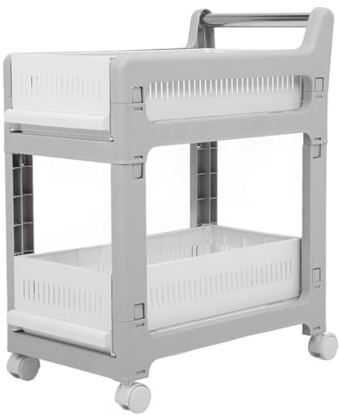plplaaoo Cassetti scorrevoli del carrello per carrelli per carrello per le ruote universali per camera da letto da bagno elegante funzionale robusto spazioso e facile assemblaggio cestini (2 strati)