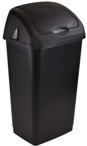 Easy Shopping® 60 Litres Heavy Duty Premium Plastic BLACK Swing Bin for Home and Kitchen Rubbish Waste (1)