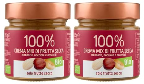 2X Euro Company 100% Crema Mix di Frutta Secca Mandorle, Nocciole e Arachidi 175 g