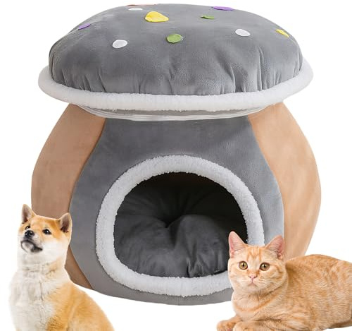 Bsbkoj Lit Caverne pour Chat | Nid De Sommeil Chaud Et Confortable d'hiver avec Matelas Amovible - Lit et Niche pour Chat | pour Intérieur Salon Chambre Balcon Appartement Maison