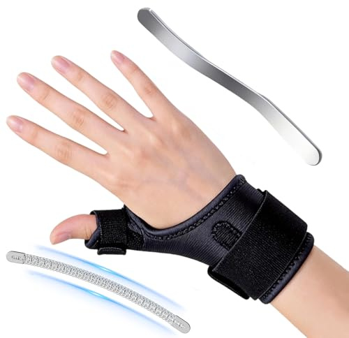 Yagaspantery Orthèse De Pouce Droite et Gauche, Attelle de Pouce Réglable pour les Deux Mains,Attelle de Pouces Respirante, Bandage Canal Carpien Entorse, Protection du Pouces Universelle Homme Femme