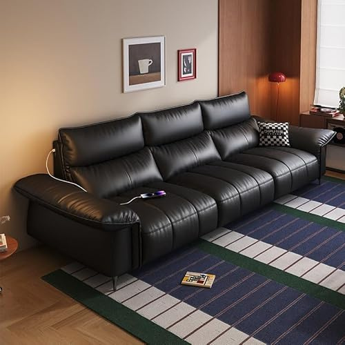 KIBONCY Ledersofa, einfaches modernes Wohnzimmersofa mit Klaviertasten(A,2.5m)