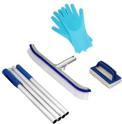 YIXANNX Poste de Piscina de Aluminio Ajustable con 4 Secciones Disponibles. Cepillo Limpieza Piscina con cerdas Nailon Densidad para una Limpieza fácil. Cepillo 44 cm con Juego Poste