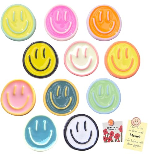 YALiya 11 Piezas Imanes Nevera Smiley Coloridos, Imanes Potentes Magnética | Imanes Frigorifico Redondos Pequeños Decorativos 3D, Frigorífico, Oficina, Escuelay Cocina – Regalo Original