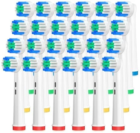 Brossettes de Rechange Compatibles avec Brosse à Dents Électrique Braun Oral-B – Lot de 24 Têtes (Precision Clean, Floss Action, Cross Action, Sensitive) – Nettoyage Dentaire Profond, Anti-Plaque, Gen