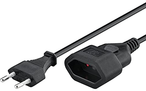 Goobay 50510 Stromkabel Verlängerung 2 polig Euro Netzkabel Eurostecker Typ C universelles Eurokabel Flachstecker Schwarz Verlängerungskabel 5m