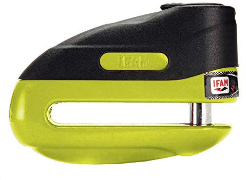 Ifam Bloccadisco Moto Lucchetto, Modello Road 100 mm, Protezione Antifurto, Bloccaggio Automatico, Include 3 Chiavi, Colore Giallo, Compatto e Sicuro, Ideale per Moto di Piccole e Medie Dimensioni