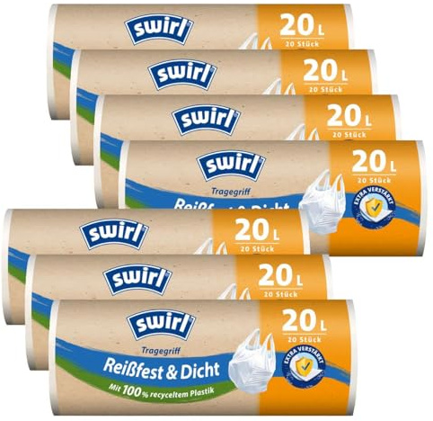 7x Swirl Tragegriff Müllbeutel 20L (20 stk./Rolle)