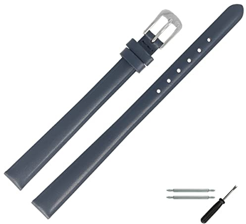 MARBURGER Uhrenarmband 10mm Leder XL Glatt Mit Naht - Werkzeug Montage Set 66010